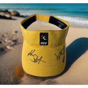 AVP Pro Beach Volleyball Hat Cap Strap Back Yellow Mens One Size Signed Nautica